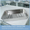 4 Pcs Medical Surgical Trays with Handle Grip and Lid 12 Inch Sterilized Metal Box Dental Instruments Organizer Holder 201 Stainless Steel Tray for Dental Instruments Medical Surgical