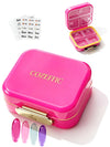 Small Pill Case Travel Pill Organizer - Moisture-Proof 7 Compartments Daily Pill Box for Purse, Pocket & Gym Bag, Secure Double Lock Medicine Vitamin Container for Supplements/Fish Oil - Sky Blue