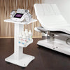 3 Tiers Beauty Trolley Cart with Wheels, Aluminum Salon Rolling Cart Work Station for Spa Pedicure Tattoo Craft Supplies, White