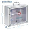 Lockable Wall Mounted Medicine Cabinet, Secure Metal First Aid Box with Handle & Key, Portable, Childproof Medical Storage for Bathroom, 11.42"x4.33"x9.84", Silver