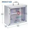 Lockable Wall Mounted Medicine Cabinet, Secure Metal First Aid Box with Handle & Key, Portable, Childproof Medical Storage for Bathroom, 11.42"x4.33"x9.84", Silver