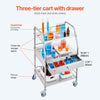VEVOR Lab Rolling Cart, 3-Shelf Stainless Steel Rolling Cart, Lab Serving Cart with Swivel Casters, Dental Utility Cart for Clinic, Lab, Hospital, Salon, 26.38"x15.55"x34.13"