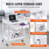 VEVOR Medical Mobile Trolley Cart with 2 Drawers & 3 Trash Cans, 2 Tiers Beauty Salon Rolling Trolley with 4 Silent Wheels & 2 Dirts Bucket & Bowl, Medical Utility Cart for Hospital Dental Clinic Lab