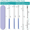 8 Piece Capsule Filling Machine Kits for Empty Pill Capsules Filler, Home & Lab Supplies - Micro Tiny Spoon Spatula, Lab Scoop Filling Tray, Herb Powder Tamper Tool, Gel Capsules Size #000 00 0 1 2 3