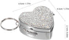 HOMSFOU Portable Travel Pill Organizer Box Mini Stainless Steel Heart-Shaped Medicine Case with Rhinestones Small Vitamin Container for Purse Pocket Storage