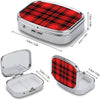 Red and Black Buffalo Scottish Tartan Plaid Checkered Metal 2 Compartment Pill Organizer Portable Pill Box for Pocket Daily Portable Medicine Vitamin Tablet Storage