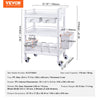 VEVOR Medical Mobile Trolley Cart with 2 Drawers & 3 Trash Cans, 2 Tiers Beauty Salon Rolling Trolley with 4 Silent Wheels & 2 Dirts Bucket & Bowl, Medical Utility Cart for Hospital Dental Clinic Lab