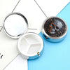 Cool Skull Graphics Pill Organizer Round Pill Box Small Pill Case with 3 Compartment Travel Pill Container Portable Medicine Box Metal Medicine Organizer Medication Holder
