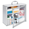 Lockable Wall Mounted Medicine Cabinet, Secure Metal First Aid Box with Handle & Key, Portable, Childproof Medical Storage for Bathroom, 11.42"x4.33"x9.84", Silver