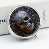 Cool Skull Graphics Pill Organizer Round Pill Box Small Pill Case with 3 Compartment Travel Pill Container Portable Medicine Box Metal Medicine Organizer Medication Holder