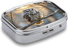 Owl on A Branch Pill Case Portable Medicine Organizer Compact Travel Pill Box Small Metal Medicine Box for Purse Pocket Pill Container Holder 2 Compartments Medication Holder