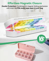 Weekly Pill Organizer 2 Times a Day, Moisture-Proof 7 Day Pill Box AM PM, Foldable Travel Medicine Organizer with Magnetic Closure for Vitamins, Supplements and Fish Oils