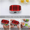 Red and Black Buffalo Scottish Tartan Plaid Checkered Metal 2 Compartment Pill Organizer Portable Pill Box for Pocket Daily Portable Medicine Vitamin Tablet Storage