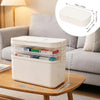 Large 3-tier medicine cabinet organizer with portable small pill box, empty first aid kit storage container for home and travel, multipurpose medicine organizer box with handle for family emergency.