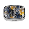 Square Round Pill Case Pirate Characters Pill Box Daily 2 Compartment Travel Pill Container for Pocket Purse Portable Medicine Cod Liver Oil Storage Box 2 Times a Day Pill Organizer