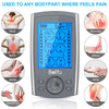 Belifu Dual Channel TENS EMS Unit 24 Modes Muscle Stimulator for Pain Relief Therapy, Electronic Pulse Massager Muscle Massager with 10 Pads, Dust-Proof Drawstring Storage Bag, Fastening Cable Ties