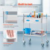 VEVOR Lab Rolling Cart, 3-Shelf Stainless Steel Rolling Cart, Lab Serving Cart with Swivel Casters, Dental Utility Cart for Clinic, Lab, Hospital, Salon, 26.38"x15.55"x34.13"