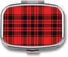 Red and Black Buffalo Scottish Tartan Plaid Checkered Metal 2 Compartment Pill Organizer Portable Pill Box for Pocket Daily Portable Medicine Vitamin Tablet Storage