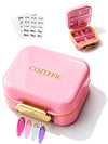 Small Pill Case Travel Pill Organizer - Moisture-Proof 7 Compartments Daily Pill Box for Purse, Pocket & Gym Bag, Secure Double Lock Medicine Vitamin Container for Supplements/Fish Oil - Sky Blue