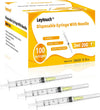 100 Pack 3ml Syringes with Needle, 20 Ga 1.0 inch Needle Luer Lock Syringe, Individually Packaged