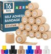 AZEN 16 Pack Self Adhesive Bandage Wrap Black, 2" X 5 Yards Black Athletic Tape, Vet Wrap, Tattoo Grip Tape Wrap，Ankle Tape, Cohesive Bandage Wrap