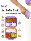 Small Pill Case Travel Pill Organizer - Moisture-Proof 7 Compartments Daily Pill Box for Purse, Pocket & Gym Bag, Secure Double Lock Medicine Vitamin Container for Supplements/Fish Oil - Sky Blue