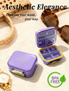 Small Pill Case Travel Pill Organizer - Moisture-Proof 7 Compartments Daily Pill Box for Purse, Pocket & Gym Bag, Secure Double Lock Medicine Vitamin Container for Supplements/Fish Oil - Sky Blue