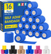 AZEN 16 Pack Self Adhesive Bandage Wrap Black, 2" X 5 Yards Black Athletic Tape, Vet Wrap, Tattoo Grip Tape Wrap，Ankle Tape, Cohesive Bandage Wrap