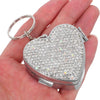 HOMSFOU Portable Travel Pill Organizer Box Mini Stainless Steel Heart-Shaped Medicine Case with Rhinestones Small Vitamin Container for Purse Pocket Storage