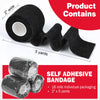 AZEN 16 Pack Self Adhesive Bandage Wrap Black, 2" X 5 Yards Black Athletic Tape, Vet Wrap, Tattoo Grip Tape Wrap，Ankle Tape, Cohesive Bandage Wrap
