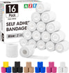 AZEN 16 Pack Self Adhesive Bandage Wrap Black, 2" X 5 Yards Black Athletic Tape, Vet Wrap, Tattoo Grip Tape Wrap，Ankle Tape, Cohesive Bandage Wrap