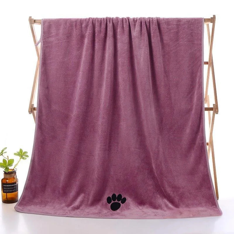 Pink Pet Bath Towel Made of Superfine Fiber, Highly Absorbent Fast-Drying Towel for Dogs Cats, Soft Comfortable Grooming Towel f