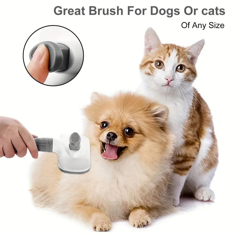 2-in-1 Pet Grooming Brush - Massaging Deshedder with Easy Cleanup