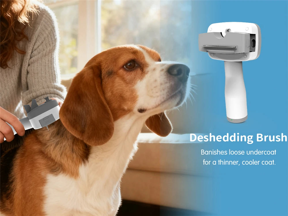 PAWIMOOD 3 in 1 Pet Steam Brush for Dogs Cats Spray Hair Removal Comb Self Cleaning 3 Swap Heads Grooming Dematting Deshedding