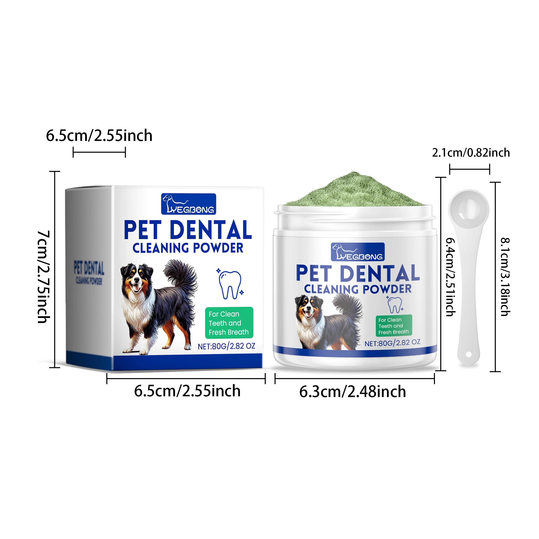 Yegbong 80g Dog Teeth Cleaning Powder Dental Whiten Tartar Eliminate Fresh Breath Pet Oral Hygiene Care Brighten Teeth Powder