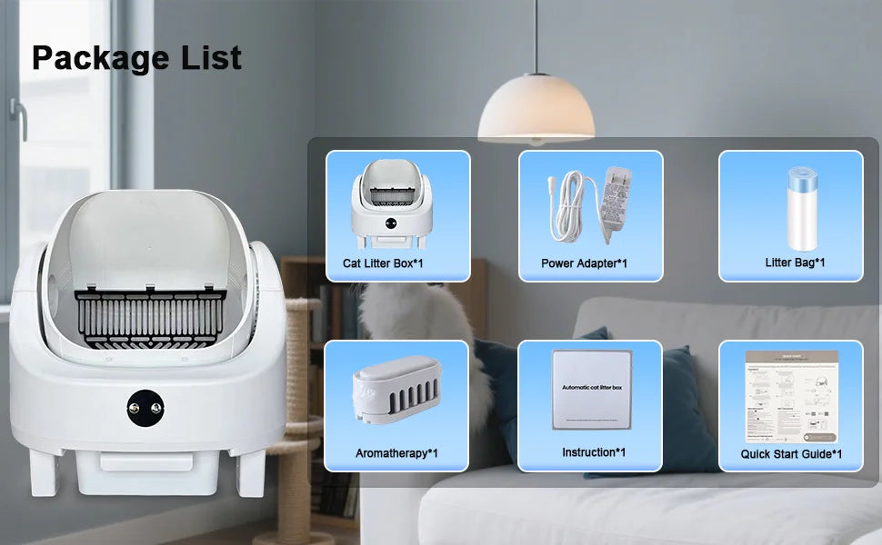 HEYBO PET Large Capacity Self Cleaning Cat Litter Box Safety App Control Odor Free Waste Bin Auto Smart Open Cat Litter Box