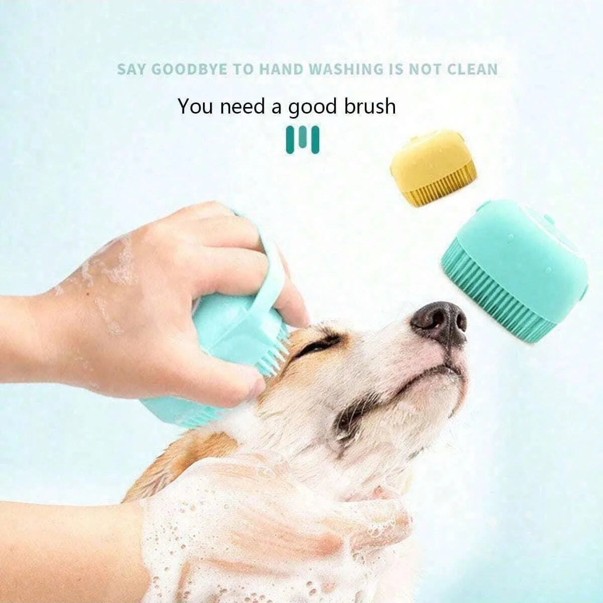 Silicone Pet Bath Brush with Shampoo Dispenser, Multifunctional Dog & Cat Grooming Brush for Shedding, Massage & Deep Cleaning