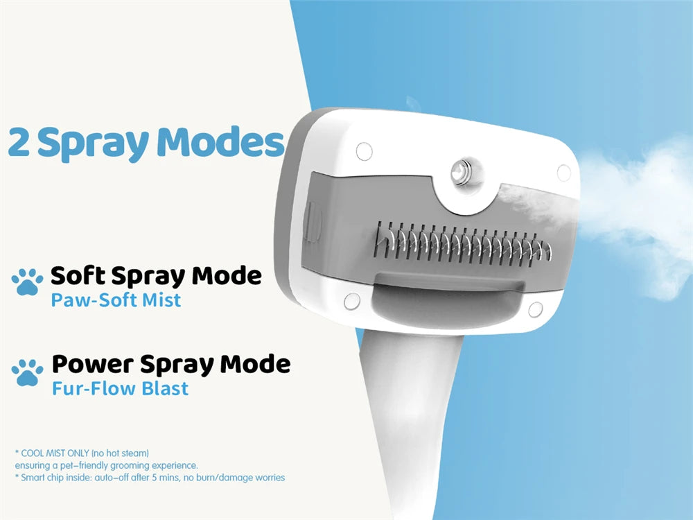 PAWIMOOD 3 in 1 Pet Steam Brush for Dogs Cats Spray Hair Removal Comb Self Cleaning 3 Swap Heads Grooming Dematting Deshedding