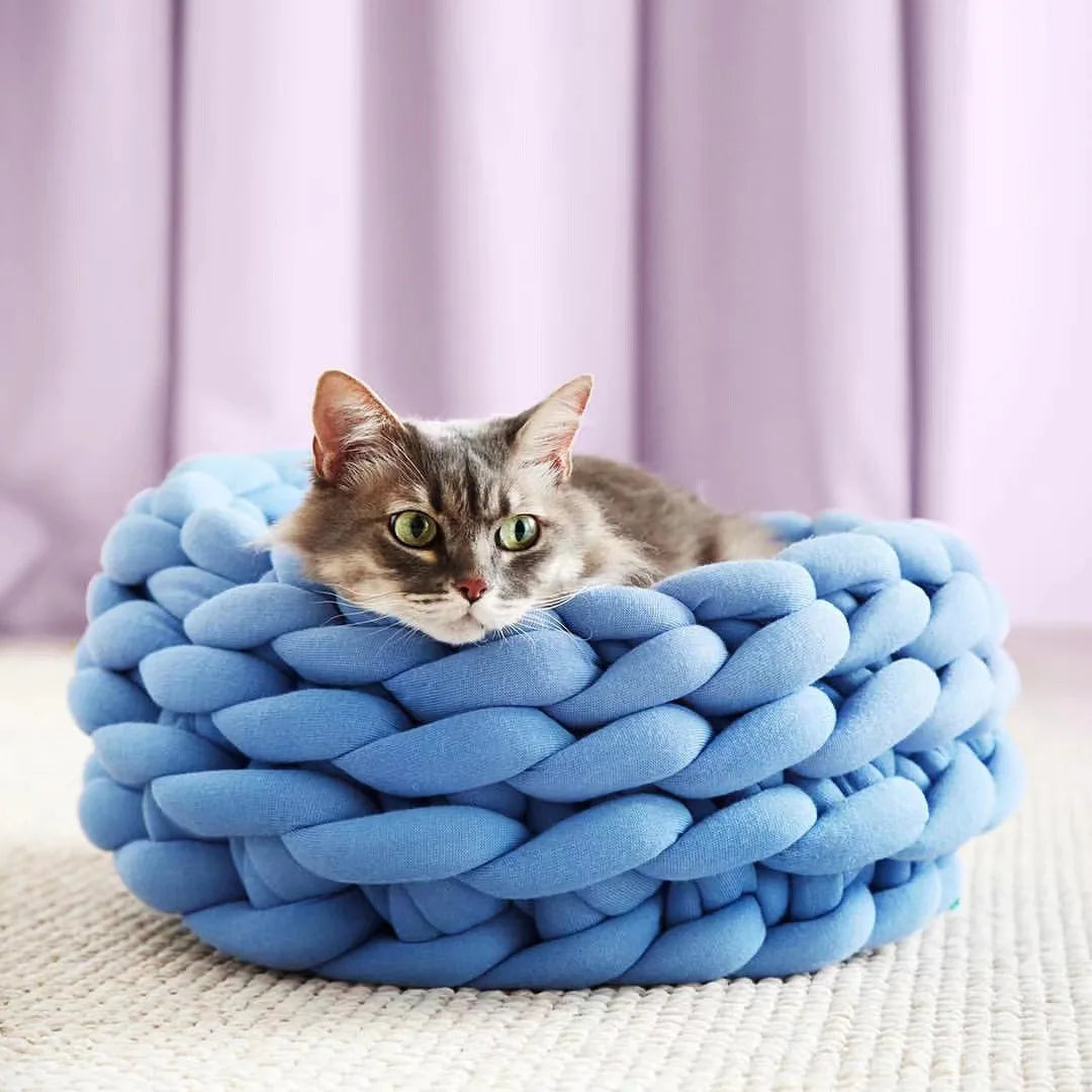 Handmade Knit Cat Beds, Mats, Warm, Soft, Small Dogs Kennel, Puppy, Kitten Cave, Sleeping Bag, Detachable, DIY Pet House