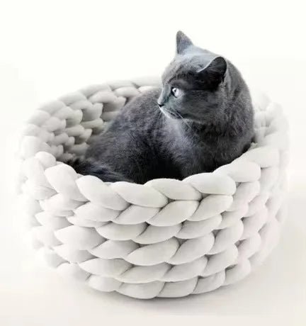 Handmade Knit Cat Beds, Mats, Warm, Soft, Small Dogs Kennel, Puppy, Kitten Cave, Sleeping Bag, Detachable, DIY Pet House