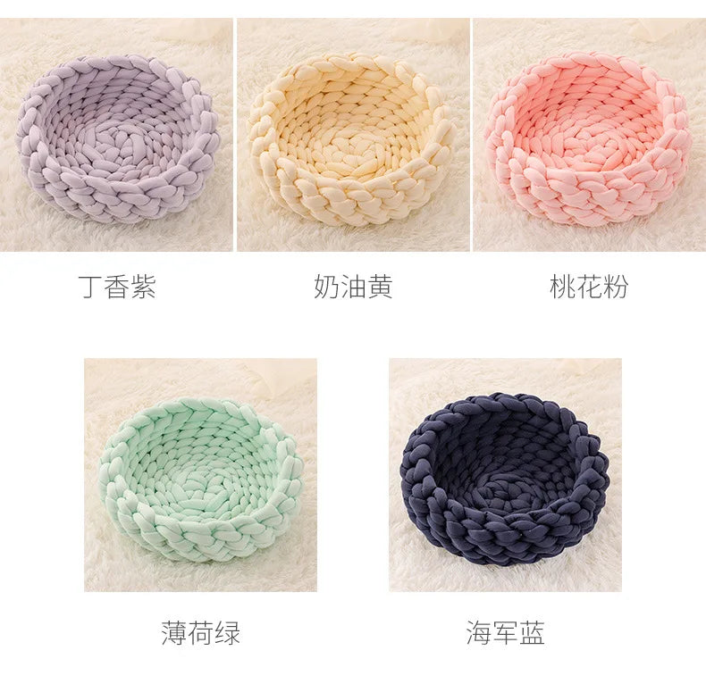 Handmade Knit Cat Beds, Mats, Warm, Soft, Small Dogs Kennel, Puppy, Kitten Cave, Sleeping Bag, Detachable, DIY Pet House