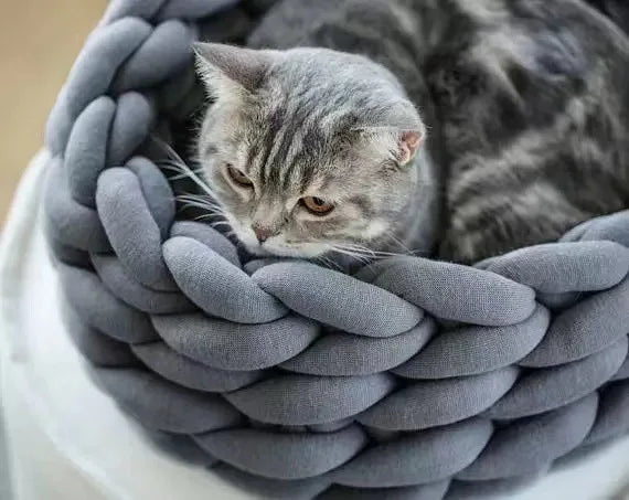 Handmade Knit Cat Beds, Mats, Warm, Soft, Small Dogs Kennel, Puppy, Kitten Cave, Sleeping Bag, Detachable, DIY Pet House
