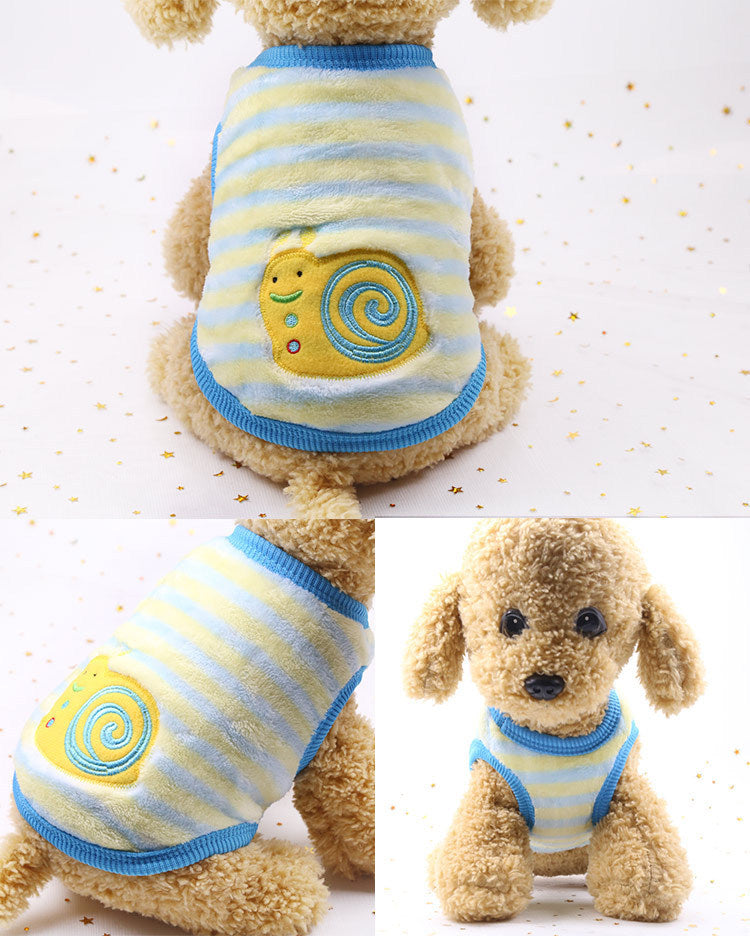 Manufacturer Customizes Cartoon Flannel Warm Teacup Dog Clothes, Small Dog, Cat, Teddy Clothes, Vest, Pet Supplies