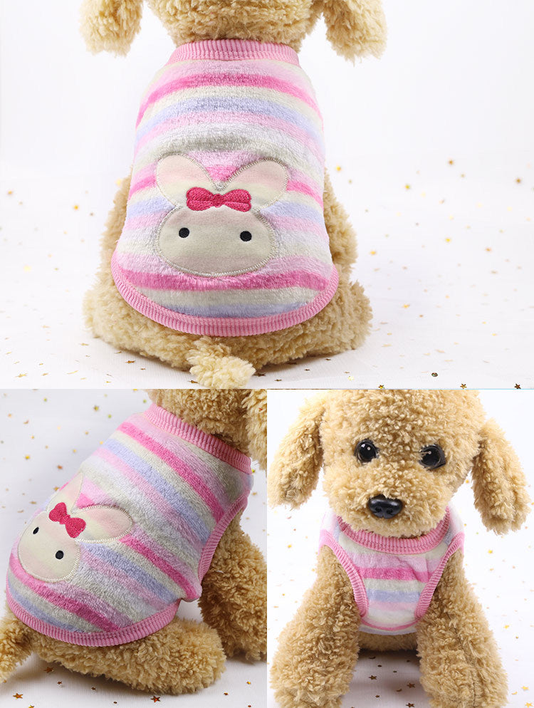 Manufacturer Customizes Cartoon Flannel Warm Teacup Dog Clothes, Small Dog, Cat, Teddy Clothes, Vest, Pet Supplies