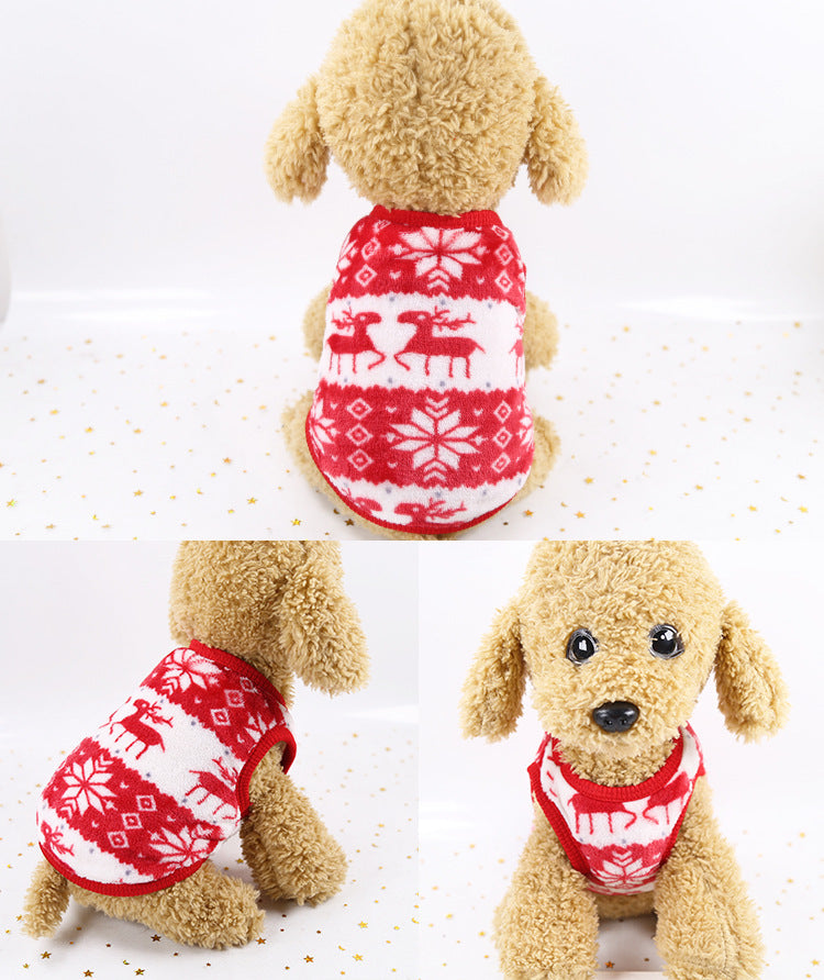 Manufacturer Customizes Cartoon Flannel Warm Teacup Dog Clothes, Small Dog, Cat, Teddy Clothes, Vest, Pet Supplies