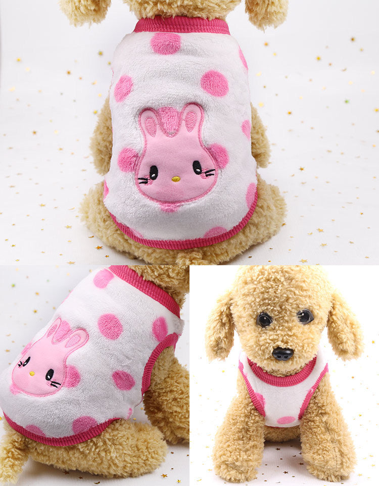 Manufacturer Customizes Cartoon Flannel Warm Teacup Dog Clothes, Small Dog, Cat, Teddy Clothes, Vest, Pet Supplies