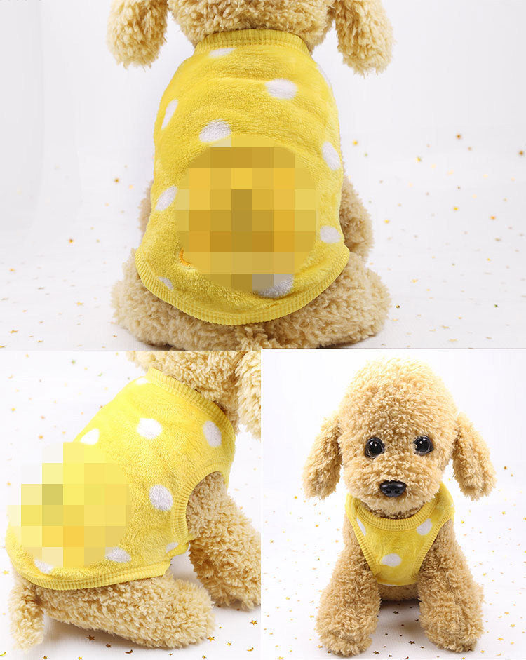 Manufacturer Customizes Cartoon Flannel Warm Teacup Dog Clothes, Small Dog, Cat, Teddy Clothes, Vest, Pet Supplies