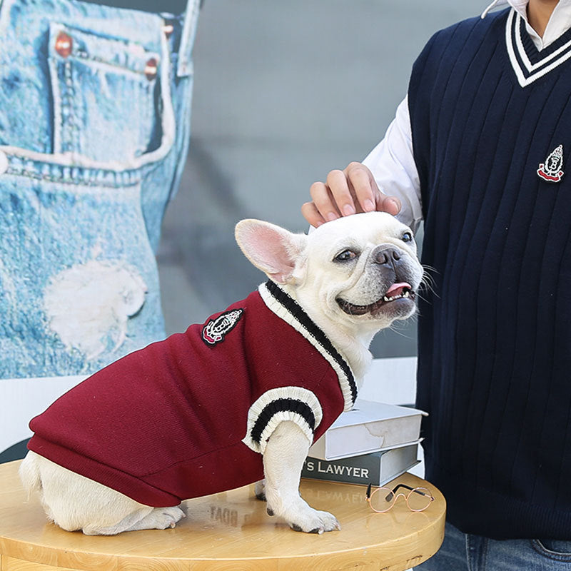 Manufacturer Customized Autumn and Winter New Knitted Vest V-Neck Preppy Style Pet Dog and Cat Clothing Vest Supplies