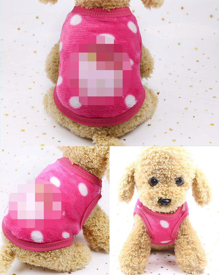 Manufacturer Customizes Cartoon Flannel Warm Teacup Dog Clothes, Small Dog, Cat, Teddy Clothes, Vest, Pet Supplies