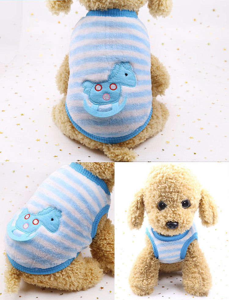 Manufacturer Customizes Cartoon Flannel Warm Teacup Dog Clothes, Small Dog, Cat, Teddy Clothes, Vest, Pet Supplies
